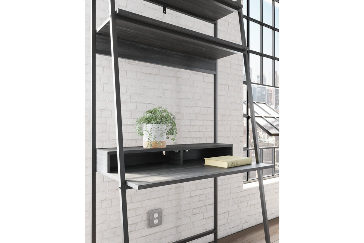 Yarlow Black 36" Home Office Desk with Shelf from Ashley - Luna Furniture