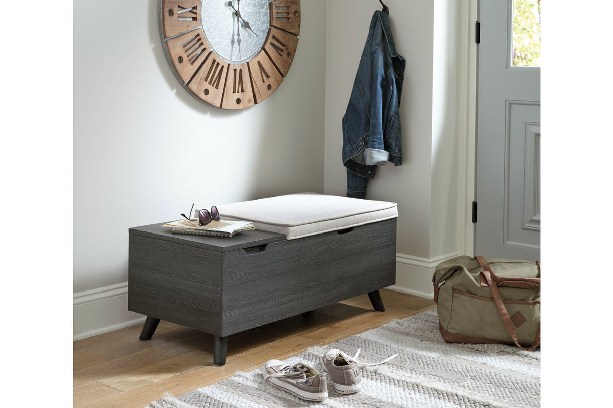 Yarlow Linen/Gray Storage Bench from Ashley - Luna Furniture
