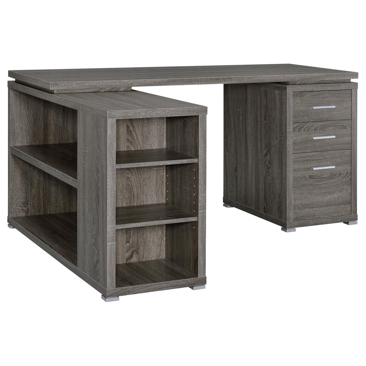 Yvette Weathered Gray L-shape Office Desk from Coaster - Luna Furniture