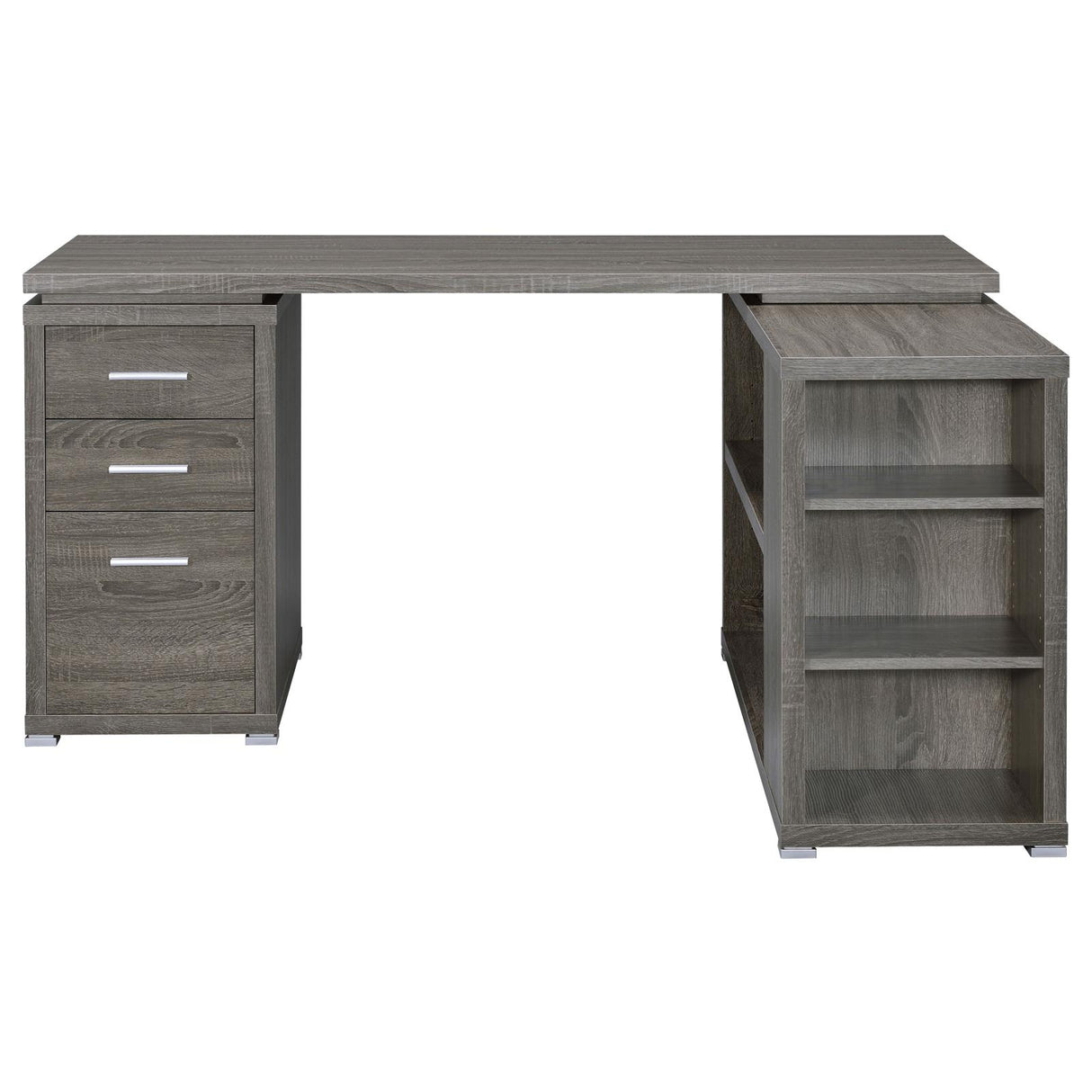Yvette Weathered Gray L-shape Office Desk from Coaster - Luna Furniture