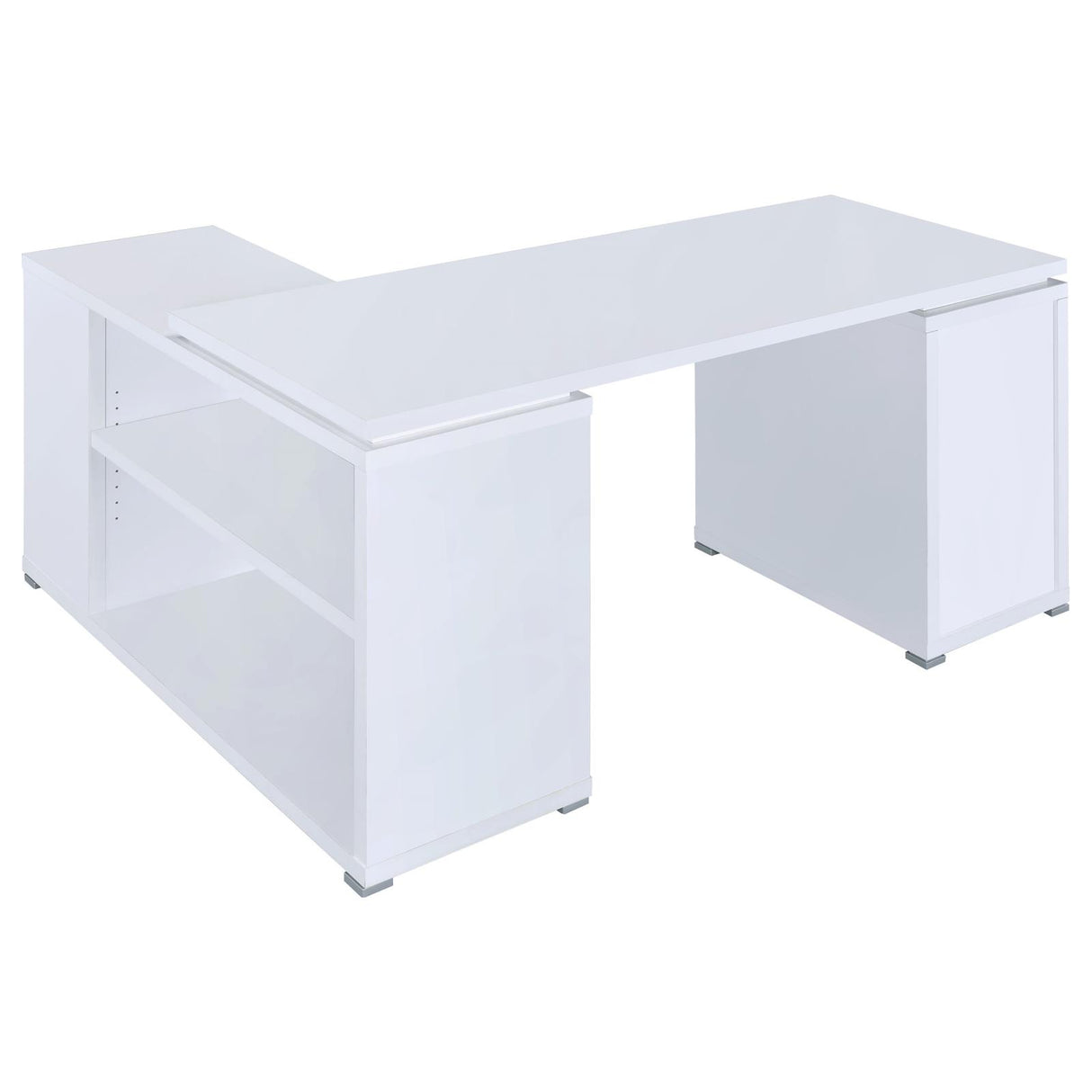 Yvette White L-shape Office Desk from Coaster - Luna Furniture