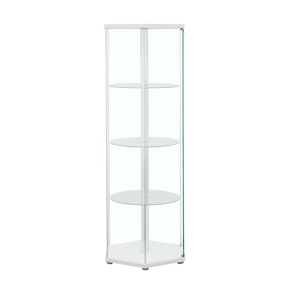 Zahavah White and Clear 4-Shelf Hexagon Shaped Curio Cabinet from Coaster - Luna Furniture