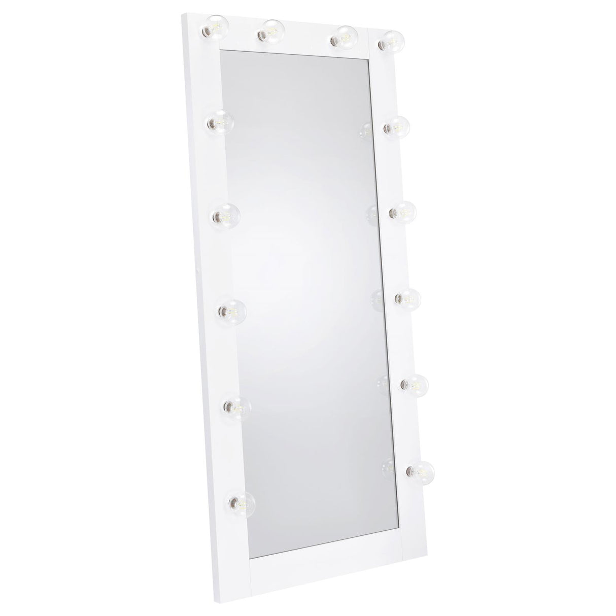 Zayan White High Gloss Full Length Floor Mirror With Lighting from Coaster - Luna Furniture