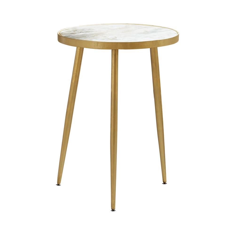 Acheson White and Gold Round Accent Table from Coaster - Luna Furniture