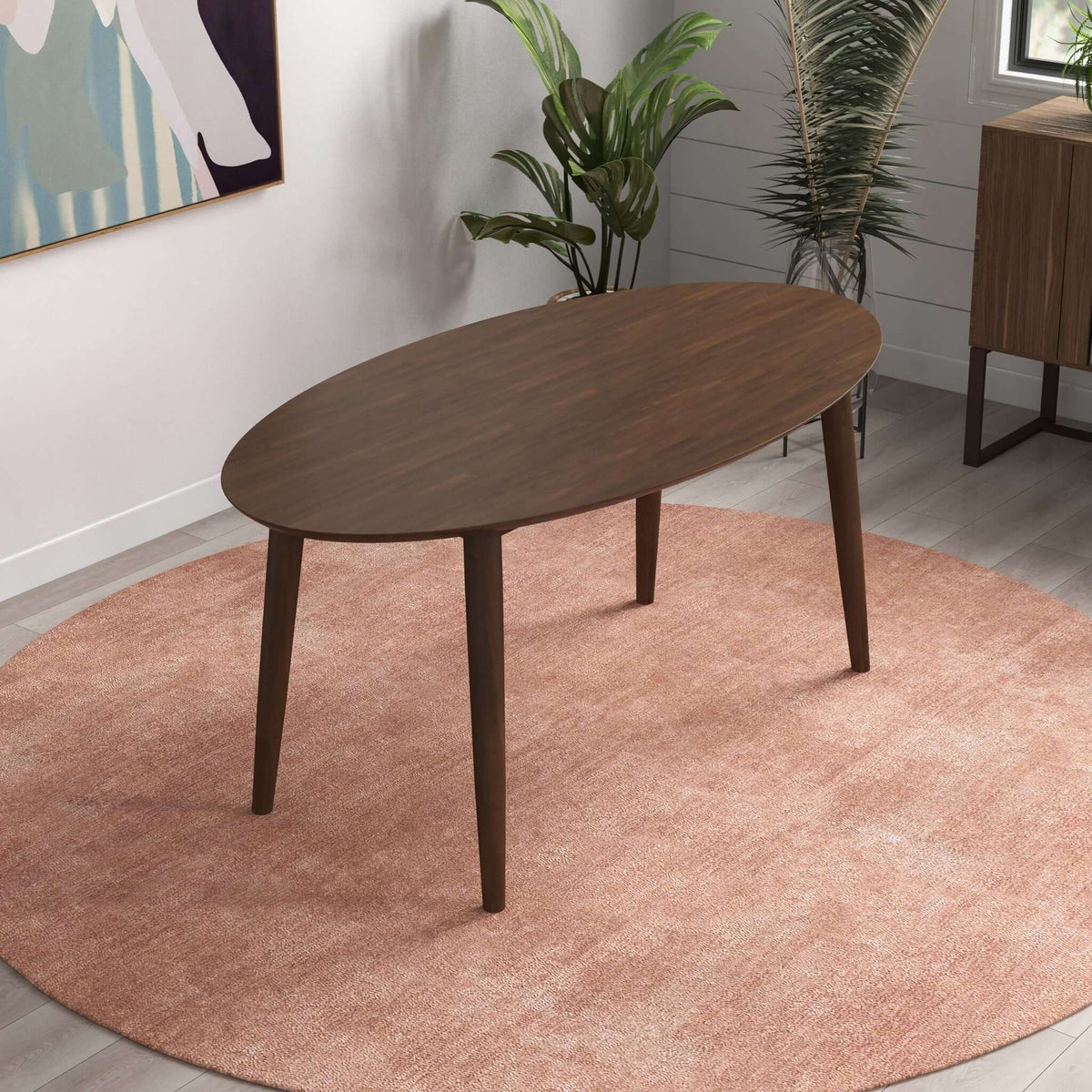 Ada Mid Century Modern Style Solid Wood Walnut Oval Dining Table from Ashcroft Furniture - Luna Furniture
