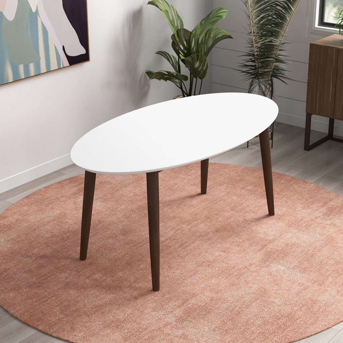 Ada Mid Century Modern Style Solid Wood Walnut Oval Dining Table from Ashcroft Furniture - Luna Furniture