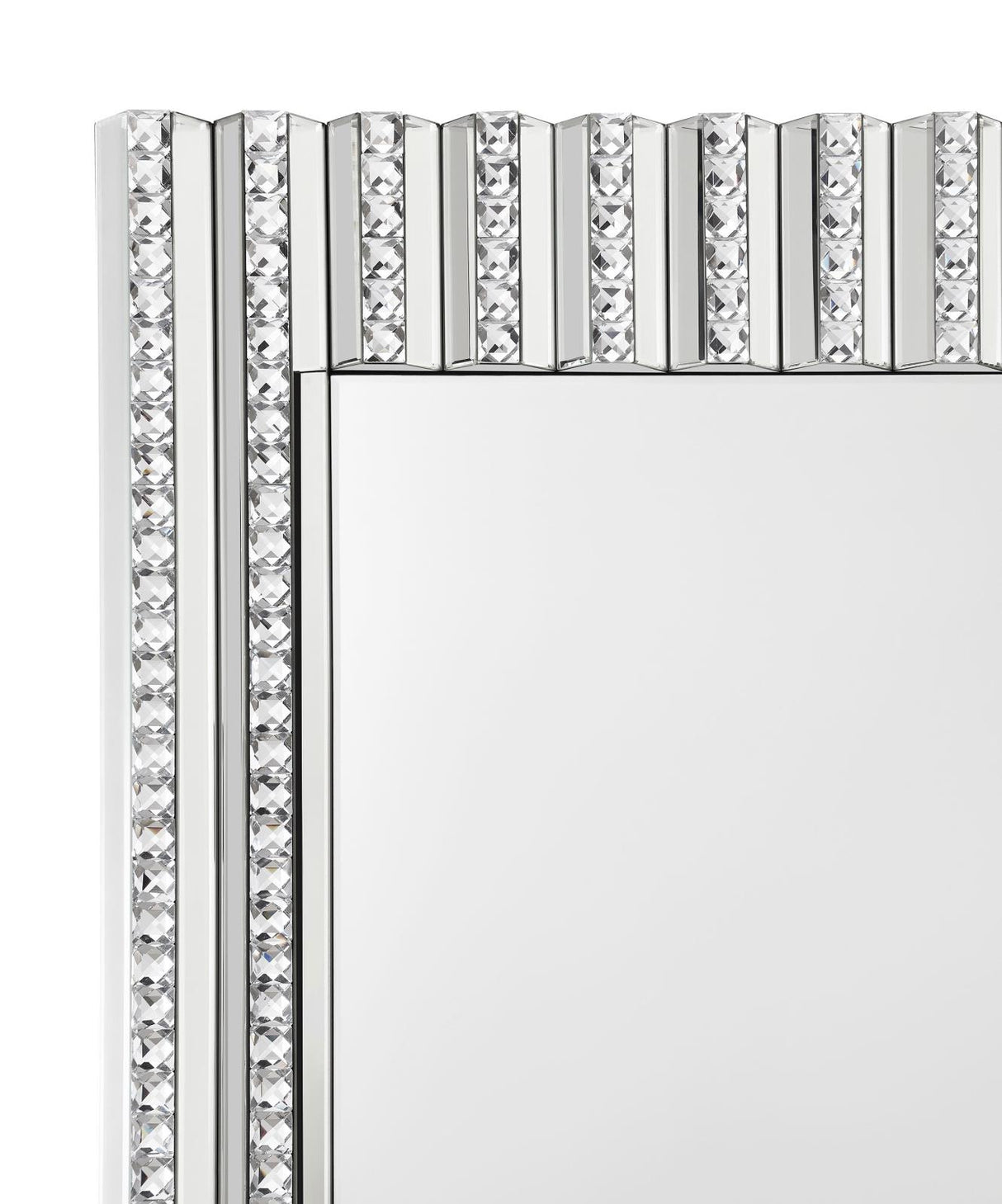 Aideen Silver Rectangular Wall Mirror with Vertical Stripes of Faux Crystals from Coaster - Luna Furniture