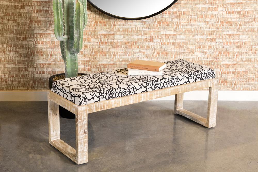 Aiden Black and White Sled Leg Upholstered Accent Bench from Coaster - Luna Furniture
