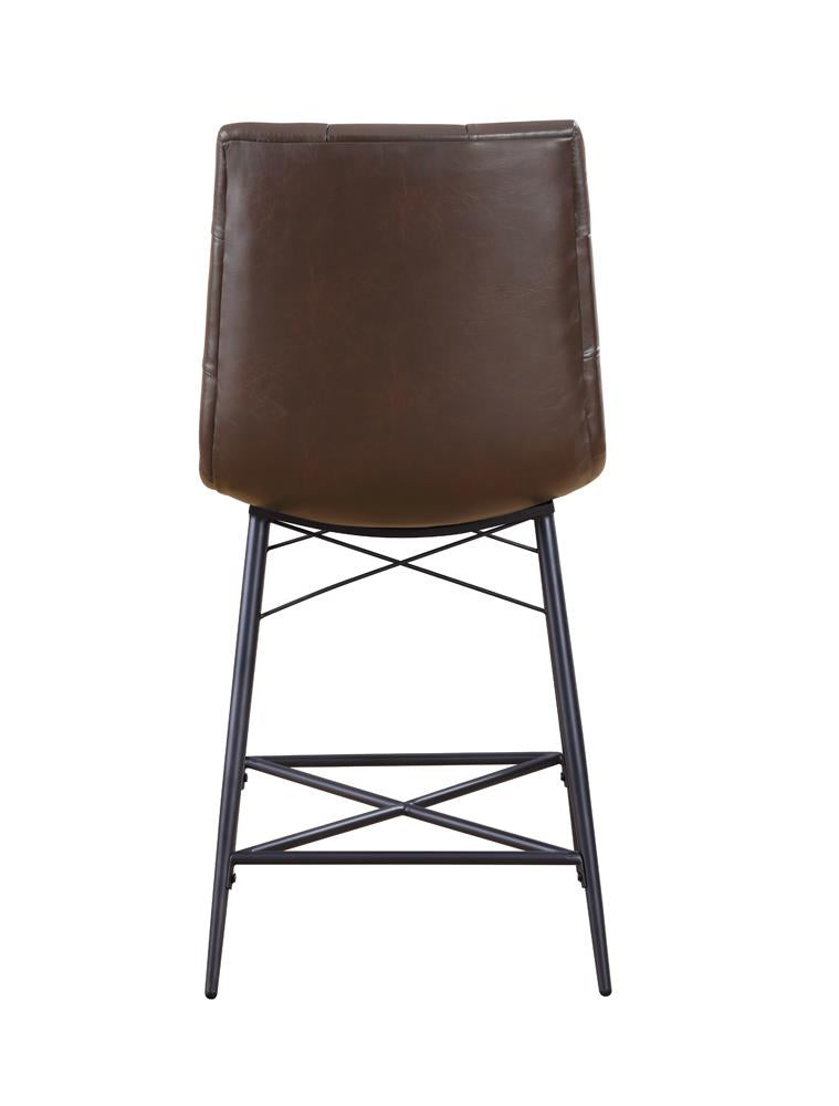 Aiken Brown Upholstered Tufted Counter Height Stools, Set of 2 from Coaster - Luna Furniture
