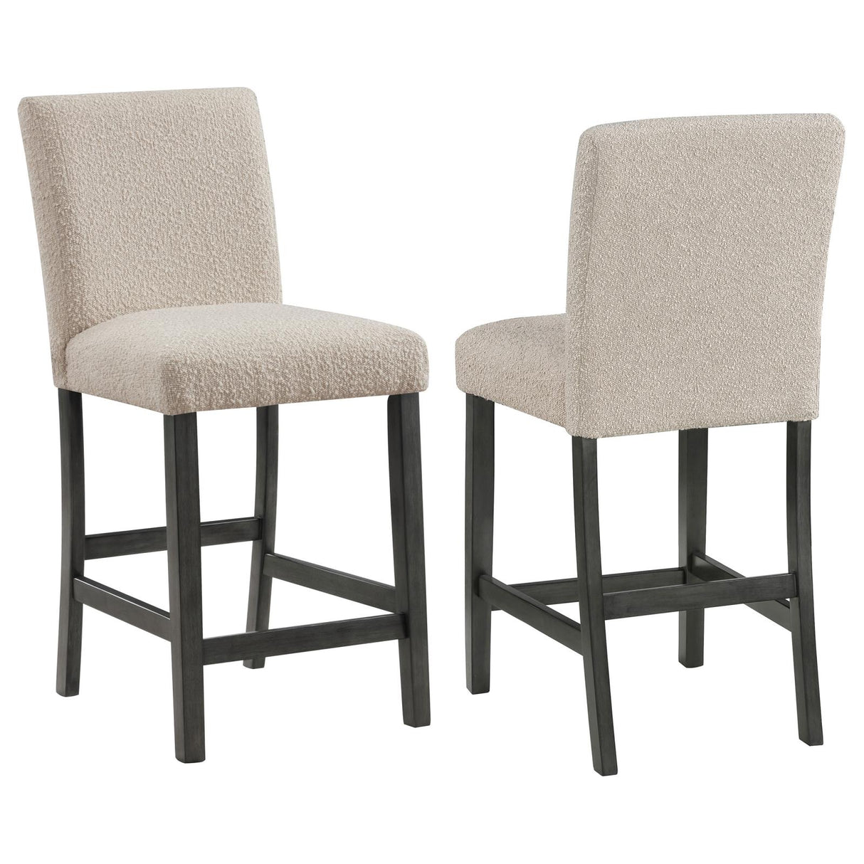 Alba Beige and Charcoal Gray Boucle Upholstered Counter Height Dining Chair, Set of 2 from Coaster - Luna Furniture