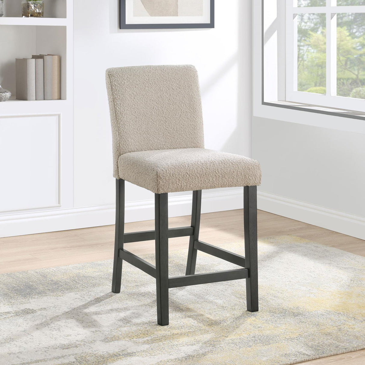 Alba Beige and Charcoal Gray Boucle Upholstered Counter Height Dining Chair, Set of 2 from Coaster - Luna Furniture