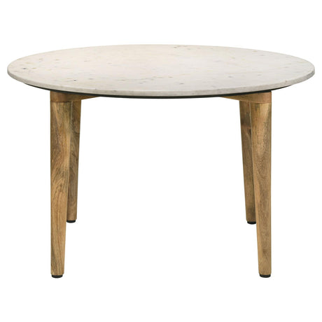 Aldis Round Marble Top Coffee Table White and Natural - 703718 - Luna Furniture