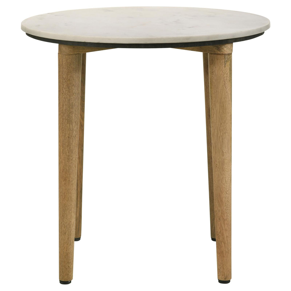 Aldis White and Natural Round Marble Top End Table from Coaster - Luna Furniture
