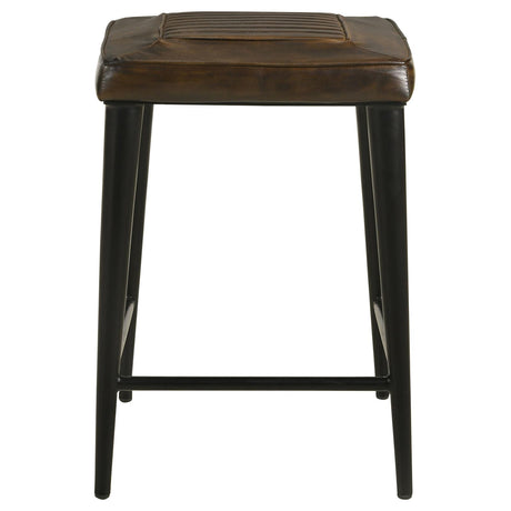 Alvaro Leather Upholstered Backless Counter Height Stool Antique Brown and Black (Set of 2) - 109078 - Luna Furniture