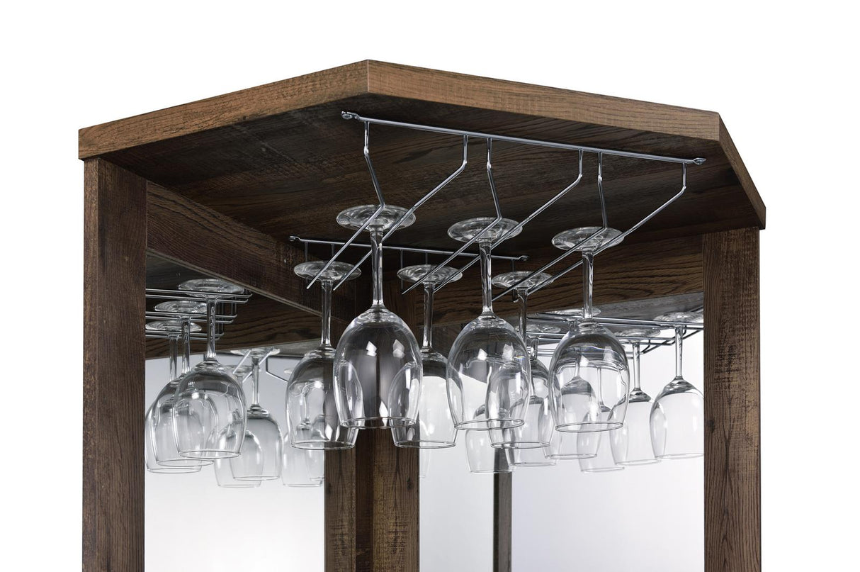 Alviso Rustic Oak Corner Bar Cabinet with Stemware Rack from Coaster - Luna Furniture