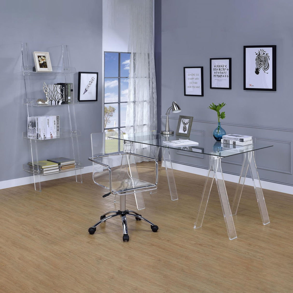 Amaturo Clear and Chrome Office Chair with Casters from Coaster - Luna Furniture
