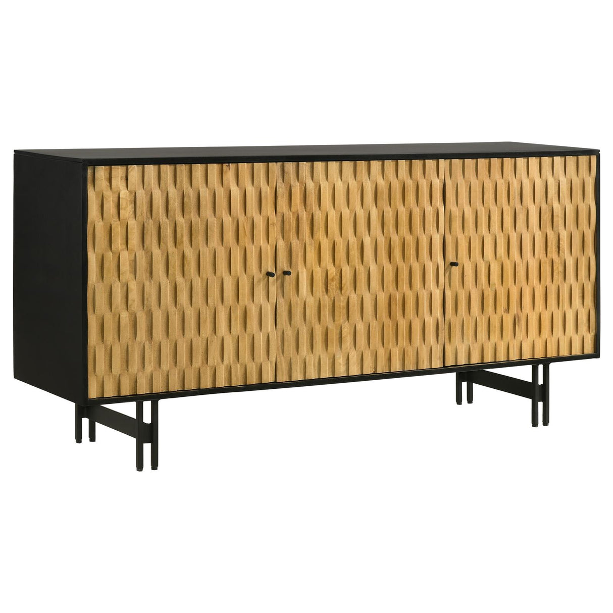 Aminah Natural and Black 3-Door Wooden Accent Cabinet from Coaster - Luna Furniture