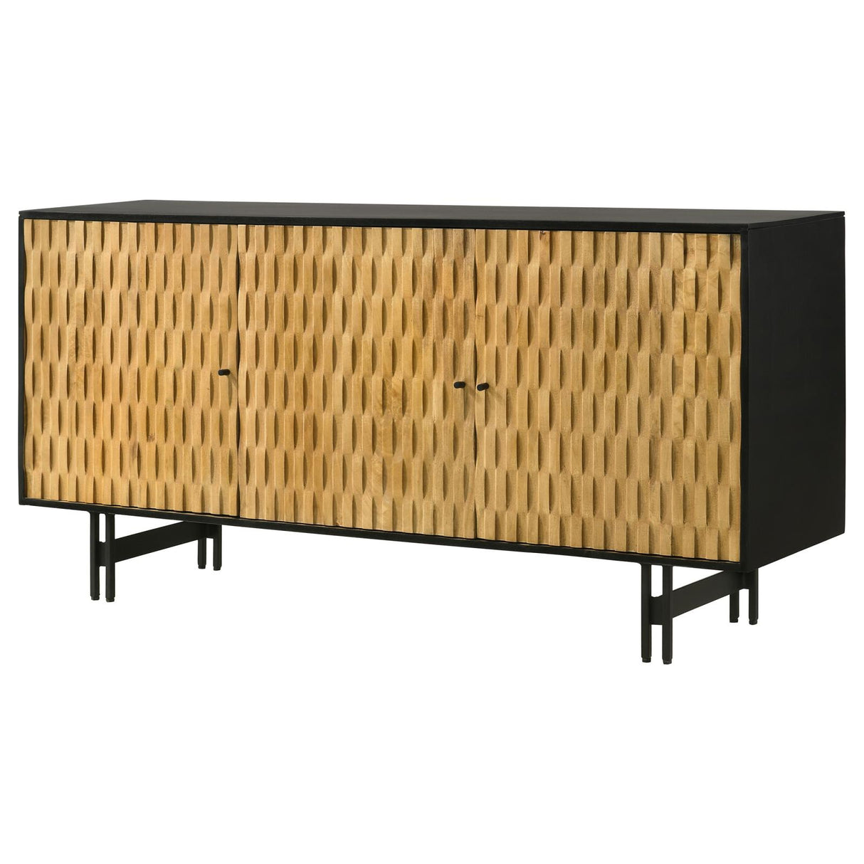 Aminah Natural and Black 3-Door Wooden Accent Cabinet from Coaster - Luna Furniture