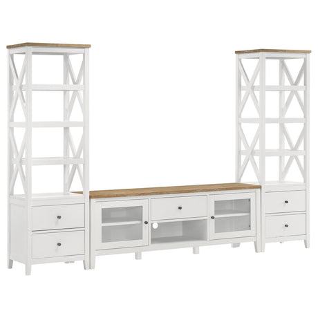 Angela 3-piece Entertainment Center With 67" TV Stand Brown and White - 708253-SET - Luna Furniture