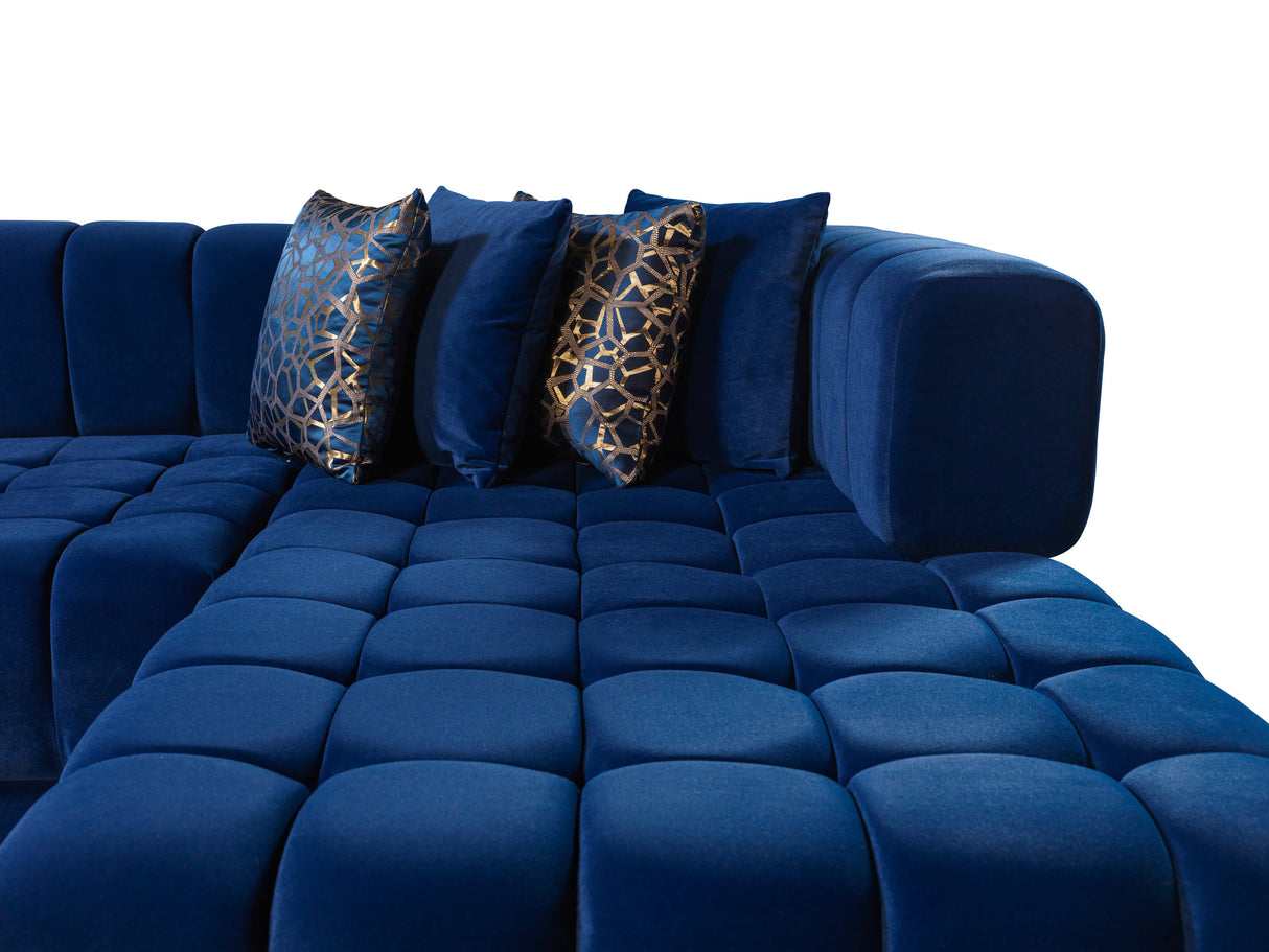 Ariana Blue Velvet Double Chaise Sectional - ARIANABLUE-SEC - Luna Furniture