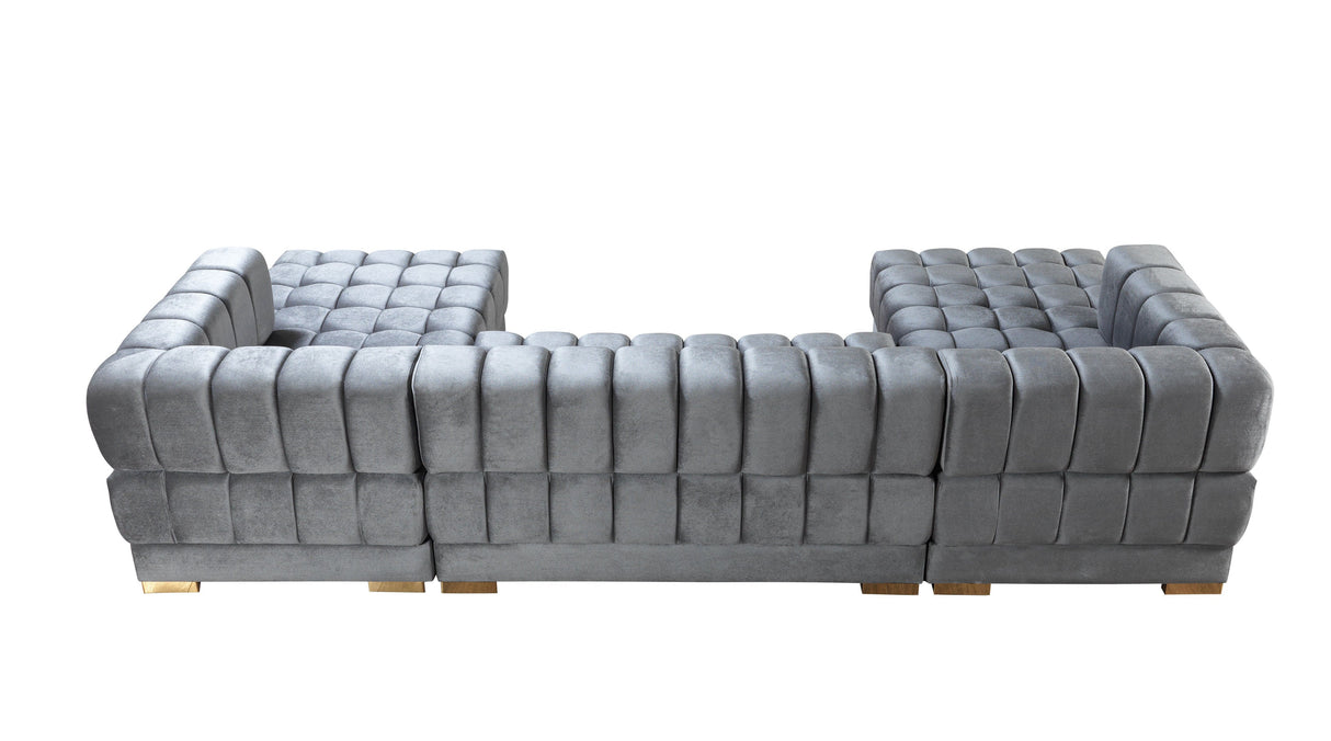 Ariana Gray Velvet Double Chaise Sectional - ARIANAGRAY-SEC - Luna Furniture