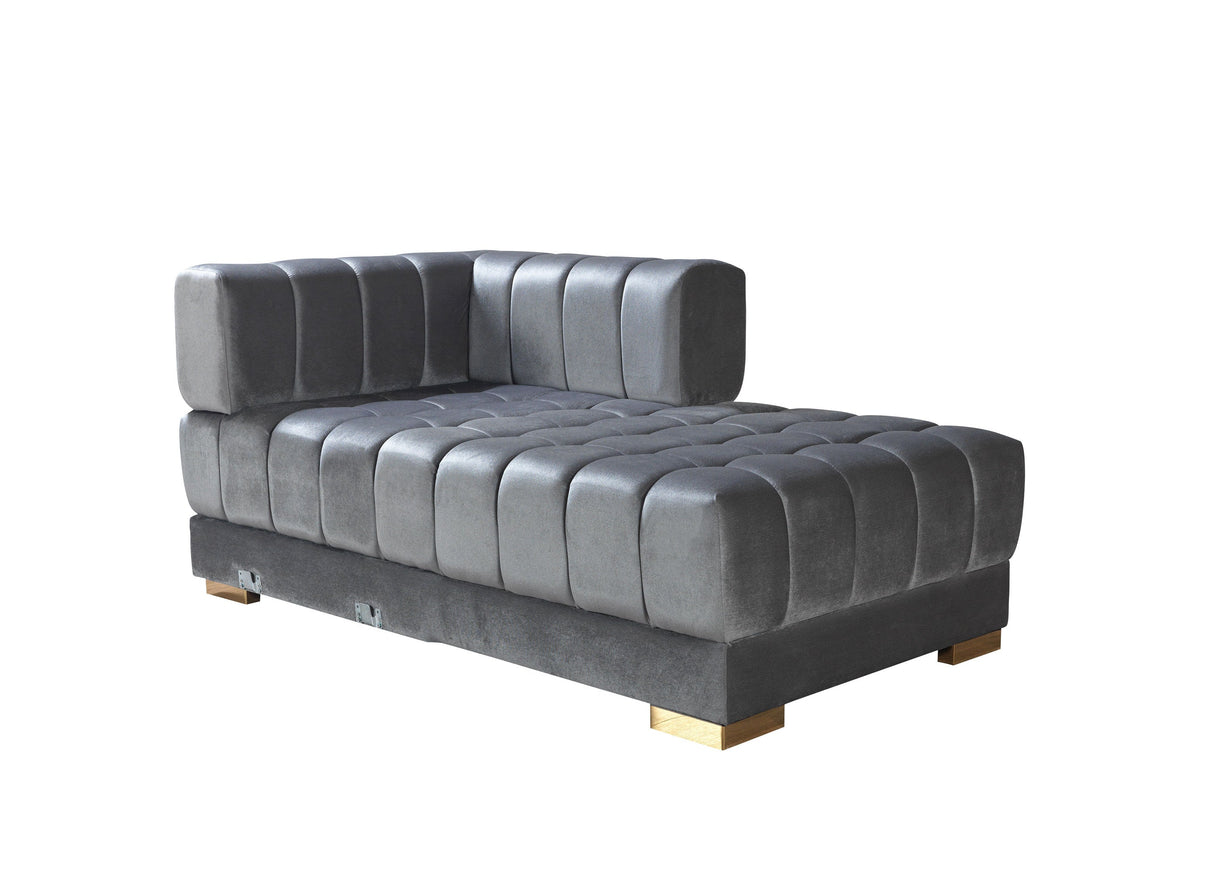 Ariana Gray Velvet Double Chaise Sectional - ARIANAGRAY-SEC - Luna Furniture