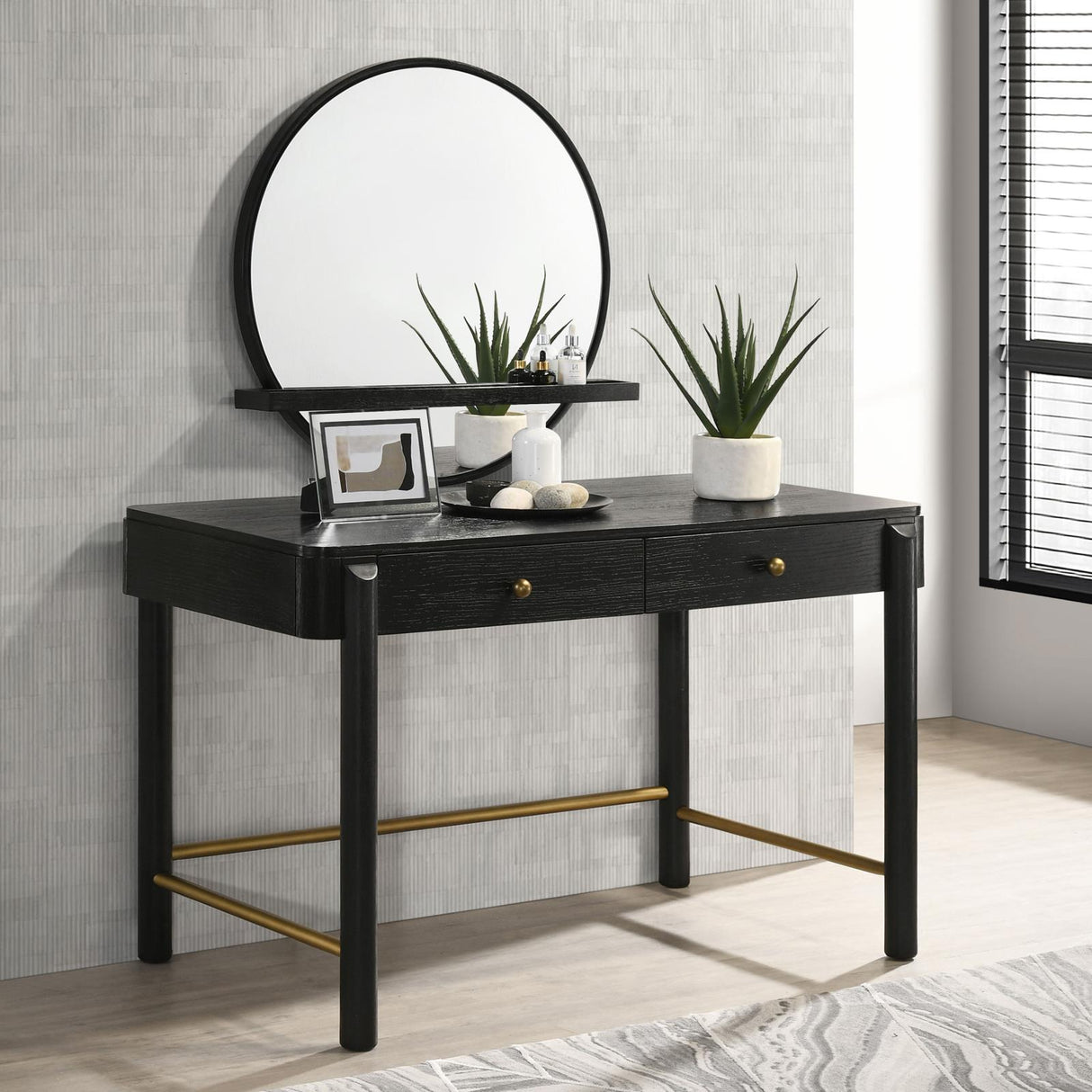 Arini Black 2-Drawer Vanity Desk Makeup Table from Coaster - Luna Furniture