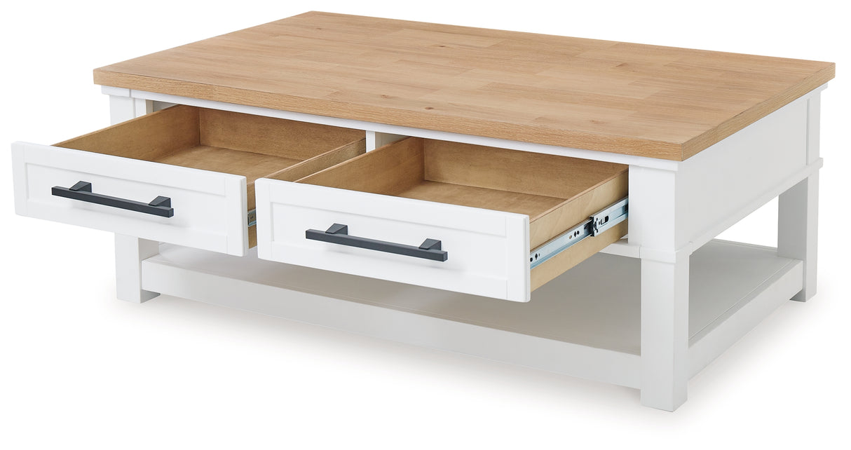 Ashbryn White/Natural Coffee Table - T844-1 - Luna Furniture