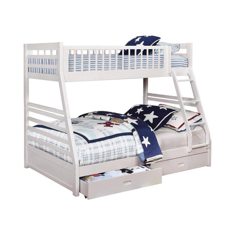 Ashton Twin over Full 2-drawer Bunk Bed White - 460180 - Luna Furniture