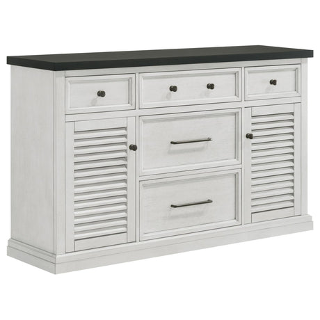 Aventine 5-drawer Dining Sideboard Buffet Cabinet with Cabinet Charcoal and Vintage Chalk - 108245 - Luna Furniture
