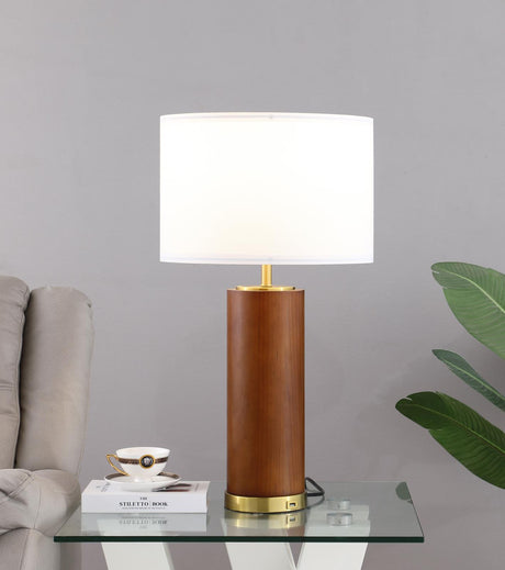 Aziel Drum Shade Bedside Table Lamp Cappuccino and Gold - 920209 - Luna Furniture