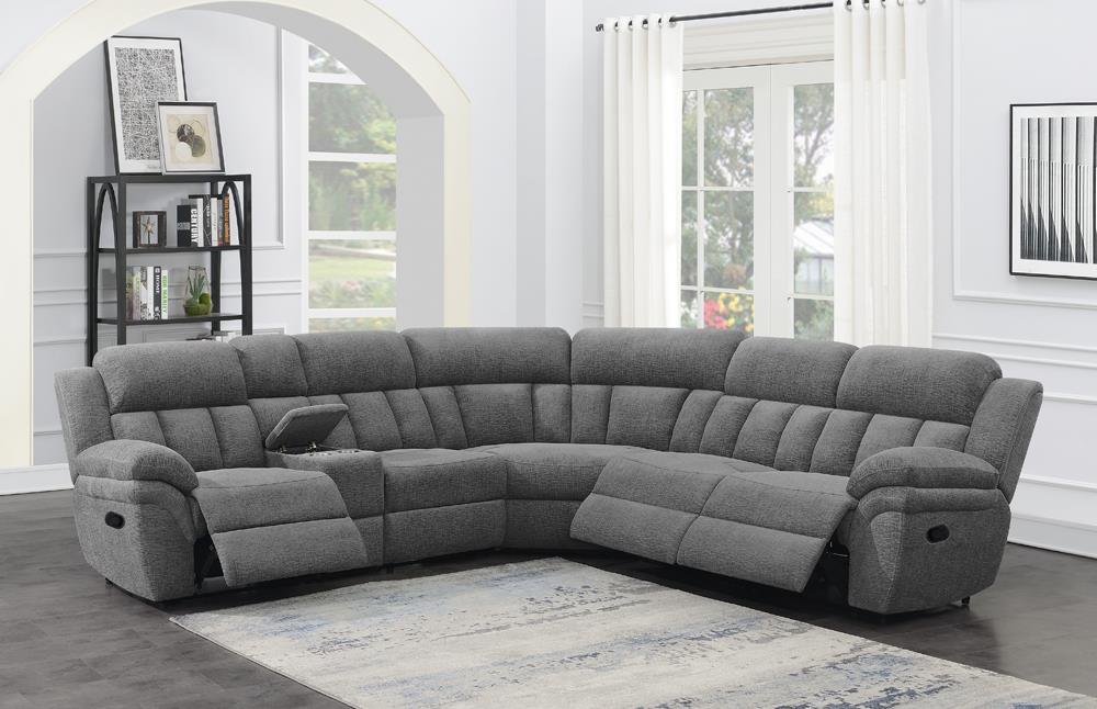 Bahrain Charcoal 6-Piece Upholstered Motion Sectional from Coaster - Luna Furniture
