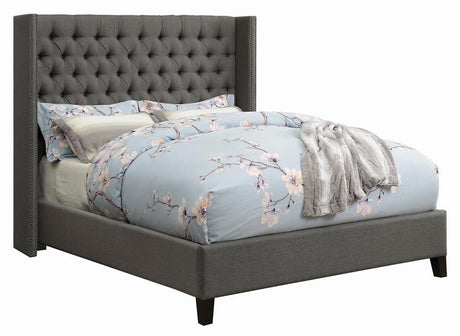 Bancroft Demi-wing Upholstered California King Bed Grey - 301405KW - Luna Furniture