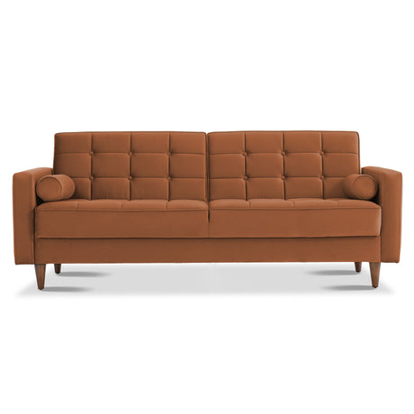 Baneton  Mid-Century Modern Burnt Orange Velvet Sleeper Sofa - AFC00472 - Luna Furniture