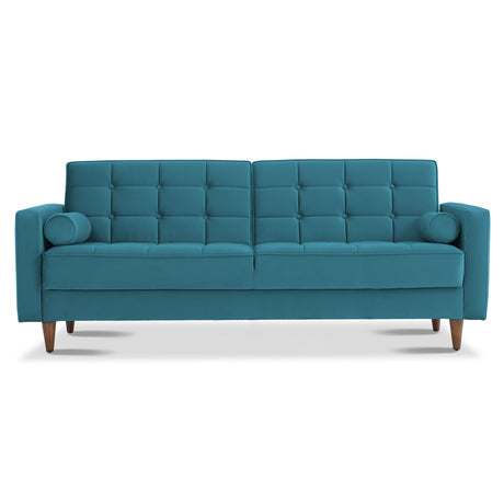Baneton  Mid-Century Modern Teal Velvet Sleeper Sofa - AFC00387 - Luna Furniture