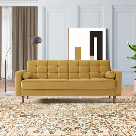 Baneton  Mid-Century Modern Yellow Velvet Sleeper Sofa - AFC00388 - Luna Furniture