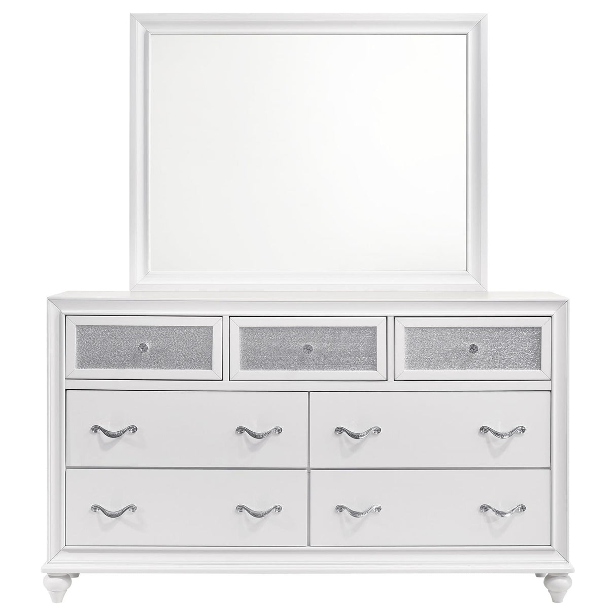 Barzini White 7-Drawer Dresser with Mirror from Coaster - Luna Furniture
