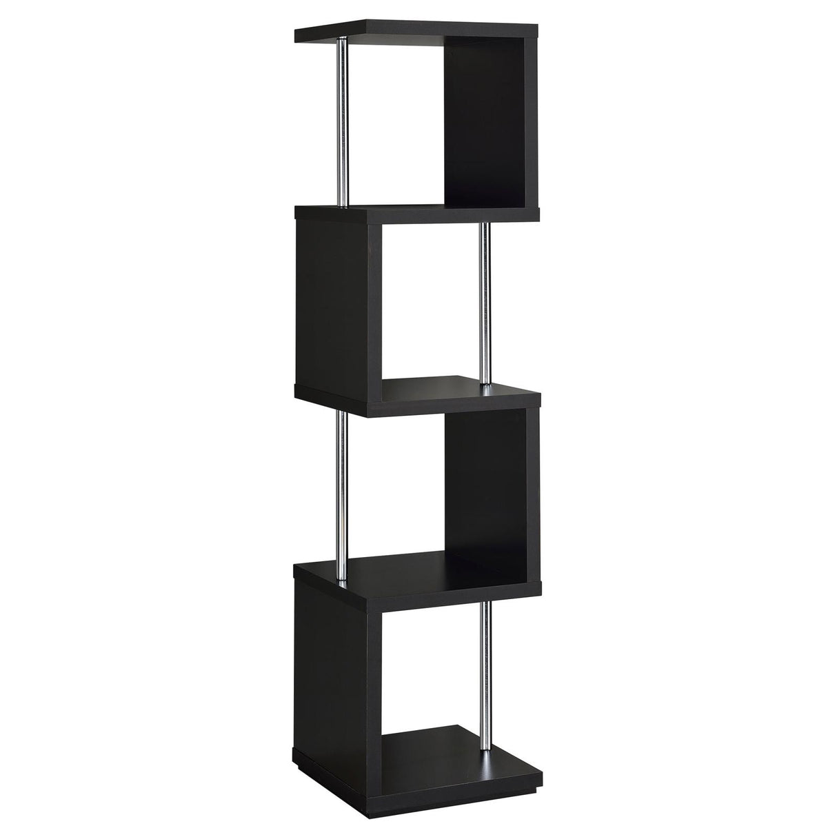 Baxter Black and Chrome 4-Shelf Bookcase from Coaster - Luna Furniture