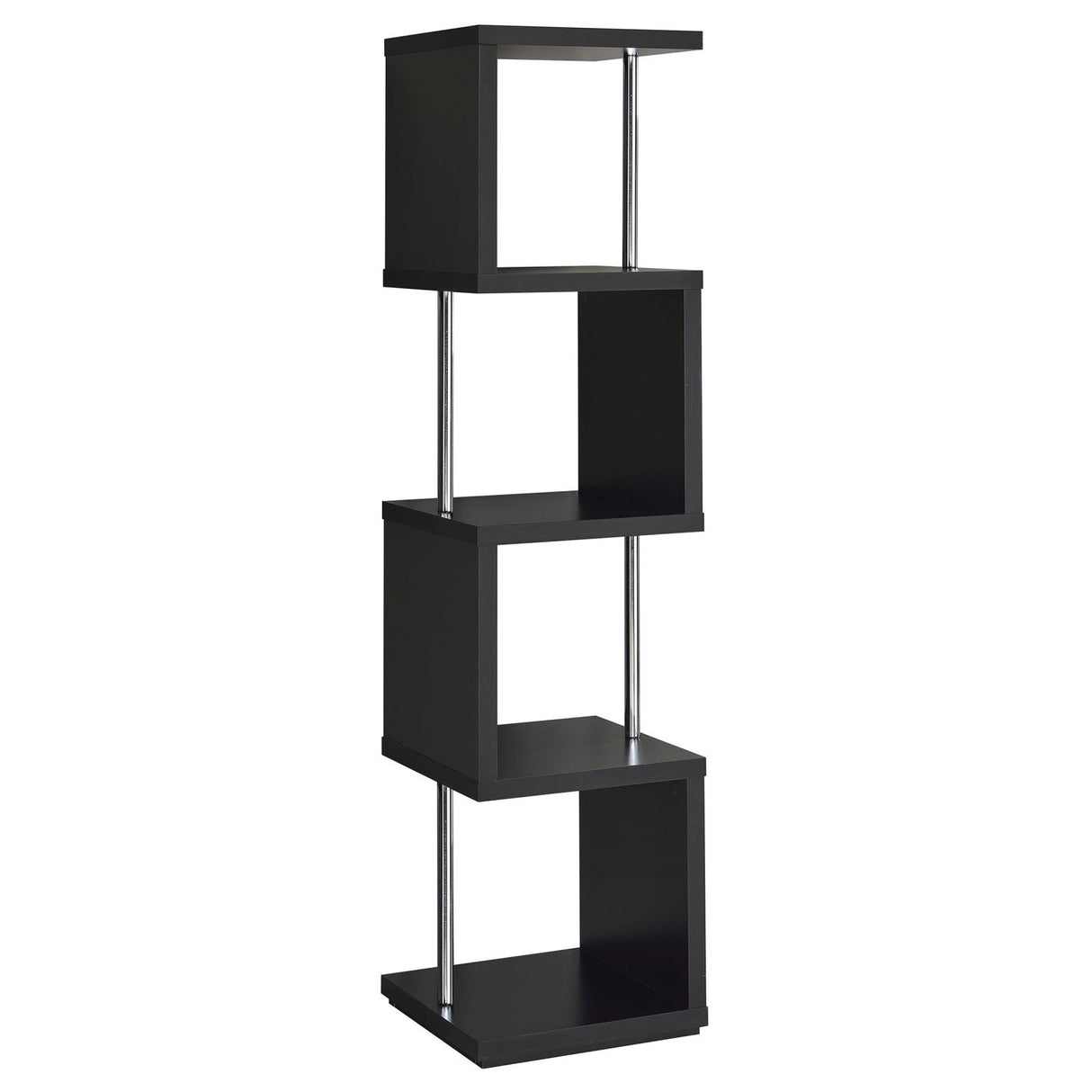 Baxter Black and Chrome 4-Shelf Bookcase from Coaster - Luna Furniture