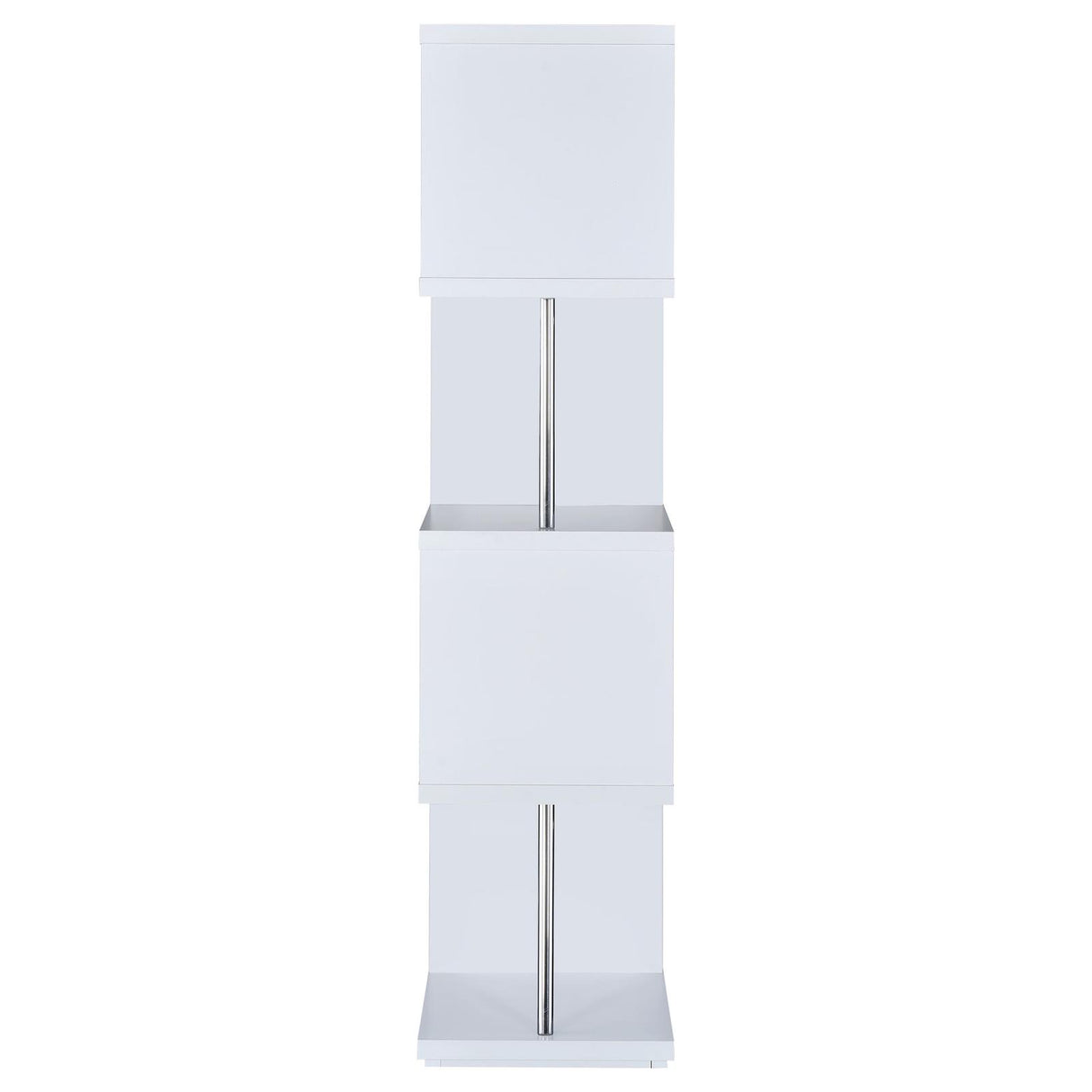 Baxter White and Chrome 4-Shelf Bookcase from Coaster - Luna Furniture