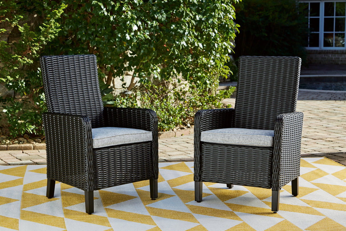 Beachcroft Black/Light Gray Outdoor Arm Chair with Cushion from Ashley - Luna Furniture