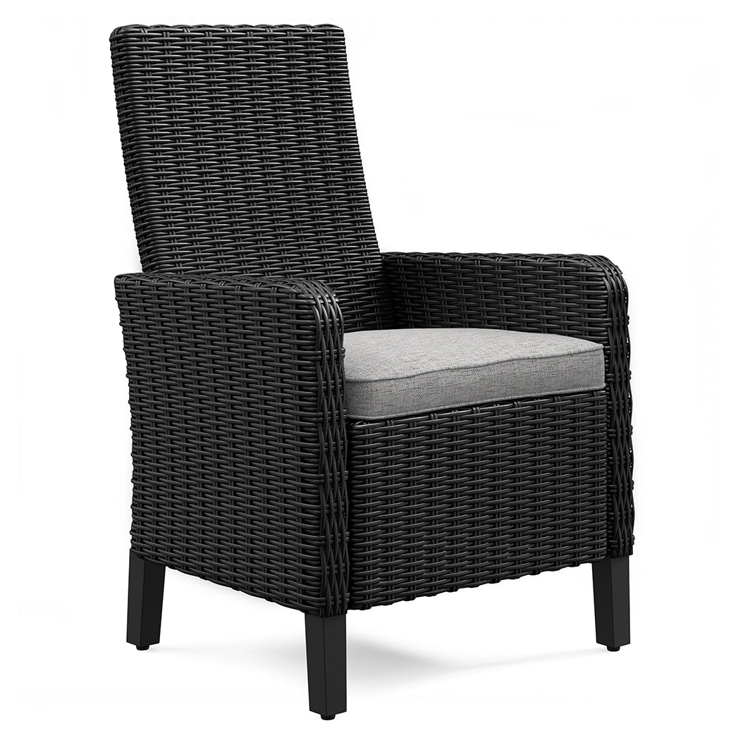 Beachcroft Black/Light Gray Outdoor Arm Chair with Cushion from Ashley - Luna Furniture