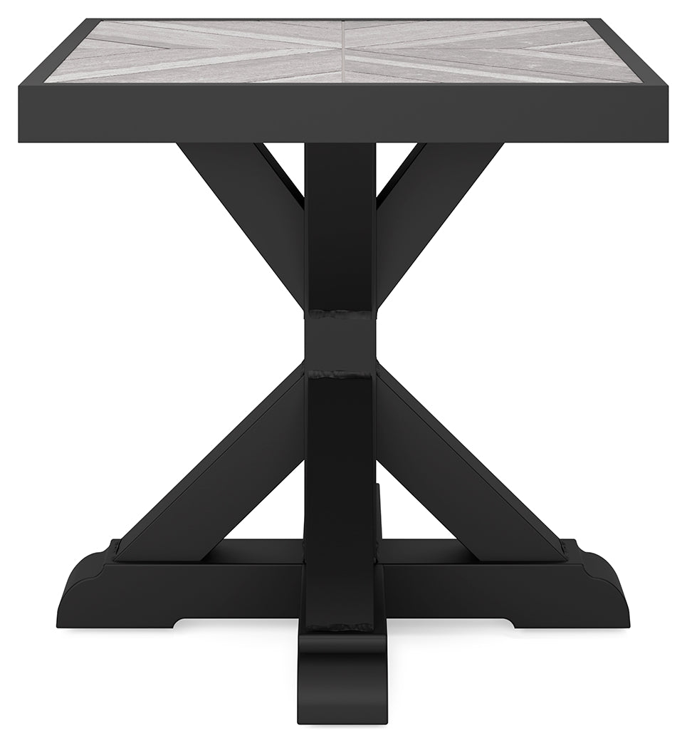 Beachcroft Black/Light Gray Outdoor End Table from Ashley - Luna Furniture