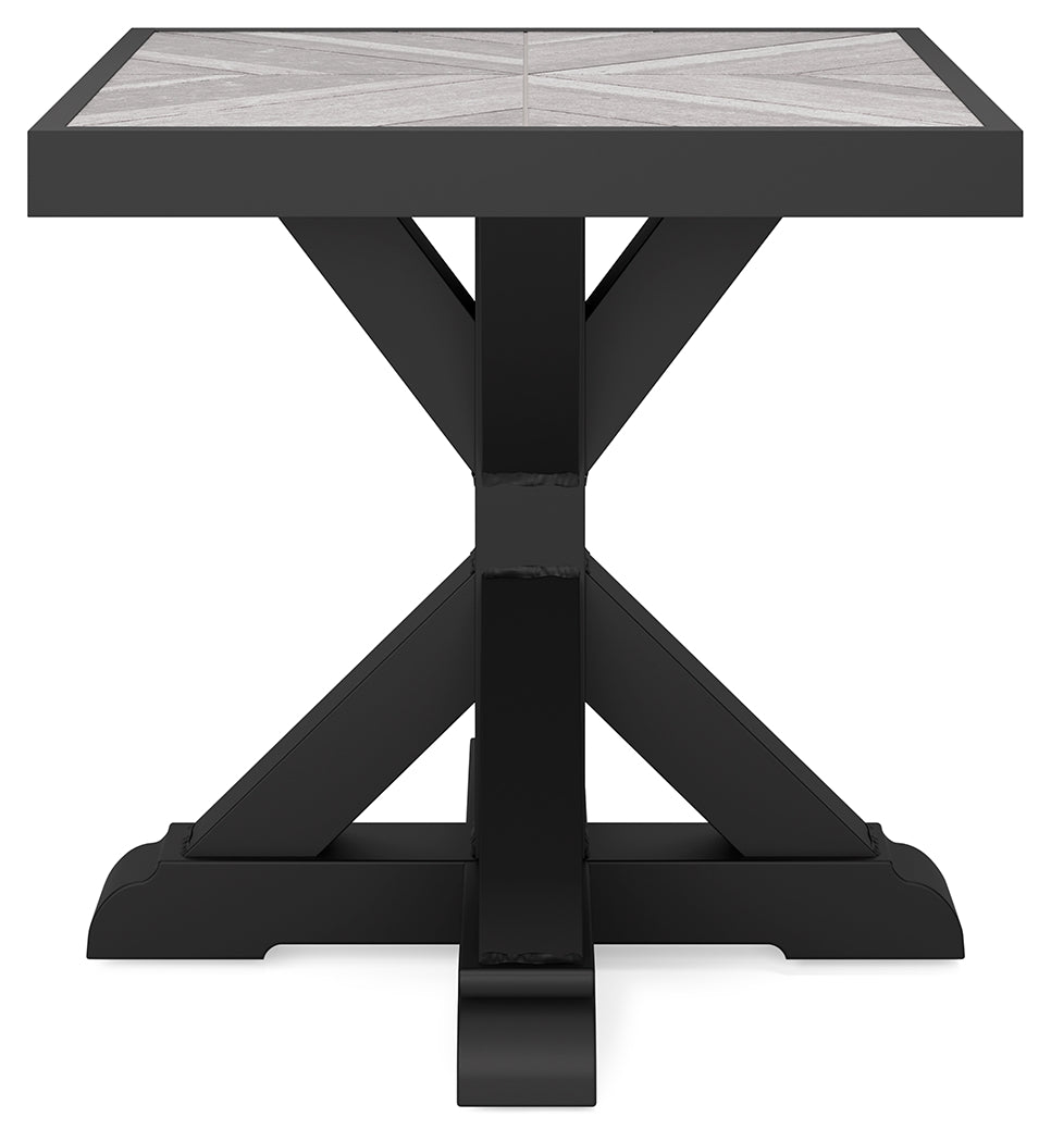 Beachcroft Black/Light Gray Outdoor End Table from Ashley - Luna Furniture