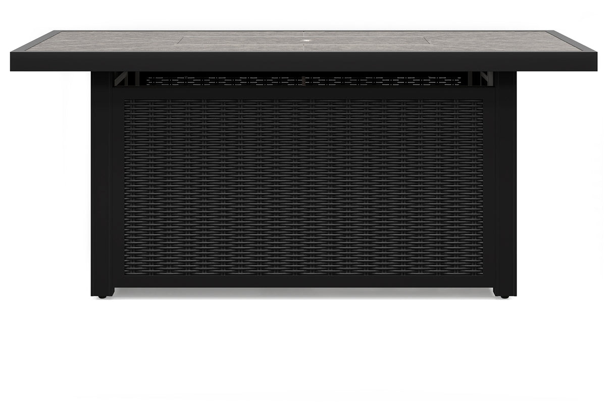 Beachcroft Black/Light Gray Outdoor Fire Pit Table from Ashley - Luna Furniture