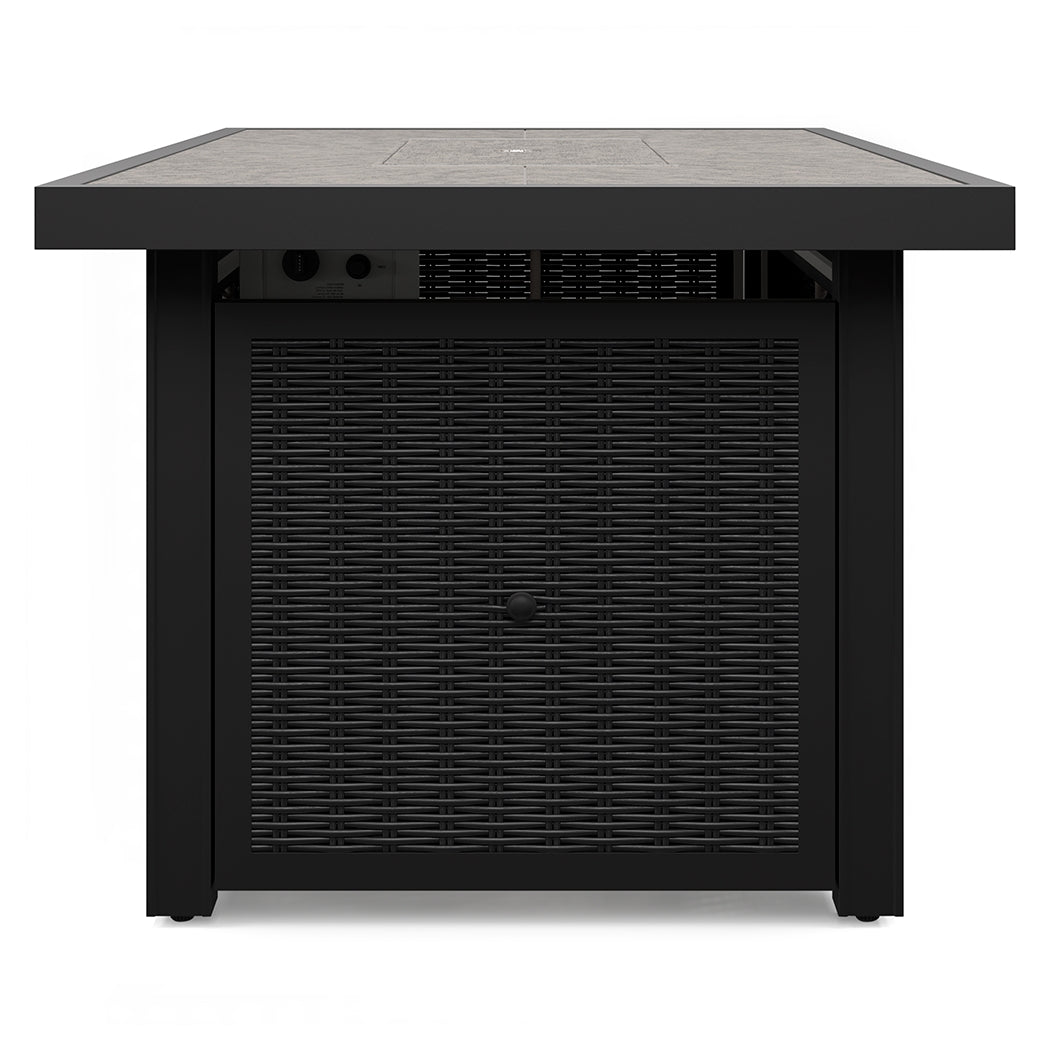 Beachcroft Black/Light Gray Outdoor Fire Pit Table from Ashley - Luna Furniture