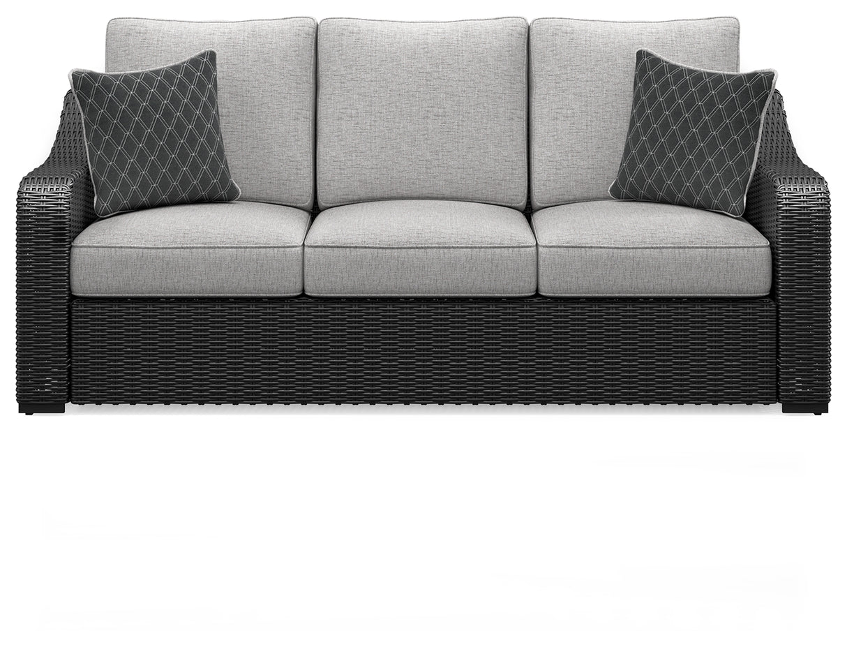 Beachcroft Black/Light Gray Outdoor Sofa with Cushion from Ashley - Luna Furniture