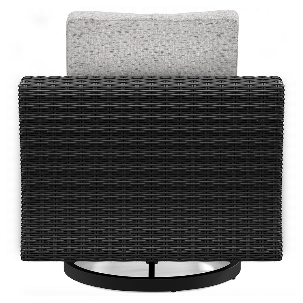 Beachcroft Black/Light Gray Outdoor Swivel Lounge with Cushion from Ashley - Luna Furniture