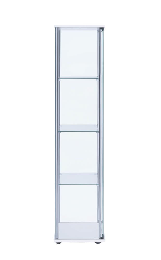 Bellatrix White and Clear Rectangular 4-Shelf Curio Cabinet from Coaster - Luna Furniture