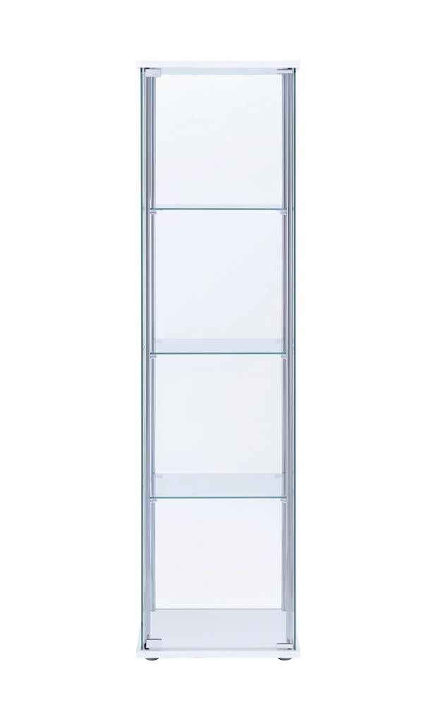 Bellatrix White and Clear Rectangular 4-Shelf Curio Cabinet from Coaster - Luna Furniture